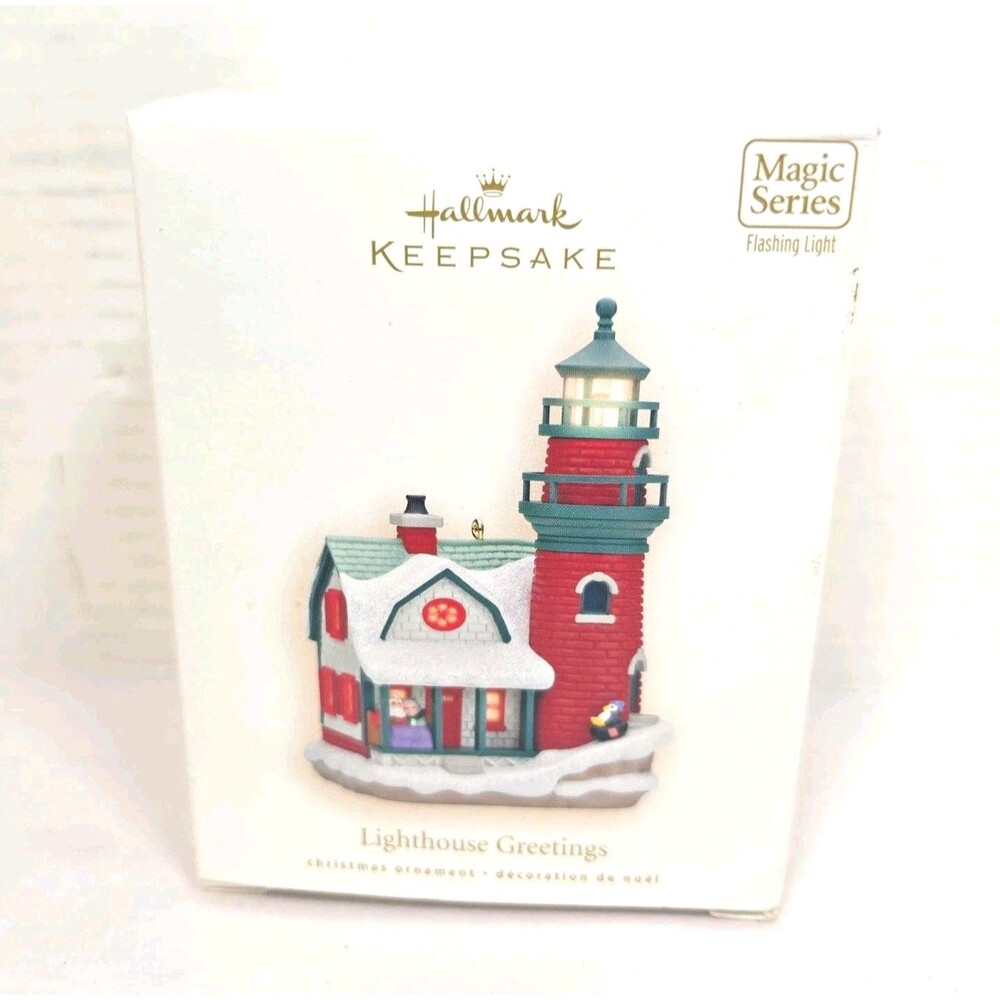 2008 Hallmark Keepsake Lighthouse Greetings Christmas Holiday Ornament